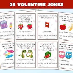 24 blagues sur la Saint-Valentin pour enfants, cartes de Saint-Valentin, Saint-Valentin d'âge préscolaire, cadeau de cours pour la Saint-Valentin, devinettes pour enfants, blagues sur la boîte à lunch, VRJ001