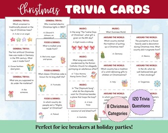 120 kersttrivia-vragen, kerstkaartspel, trivia-avond winter, leuk kerstfeestspel, kerstfeestactiviteit, CT006