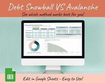 Debt Snowball VS Debt Avalanche Debt Zahlung Tracker, Debt Free, Debt Planner für Google Sheets