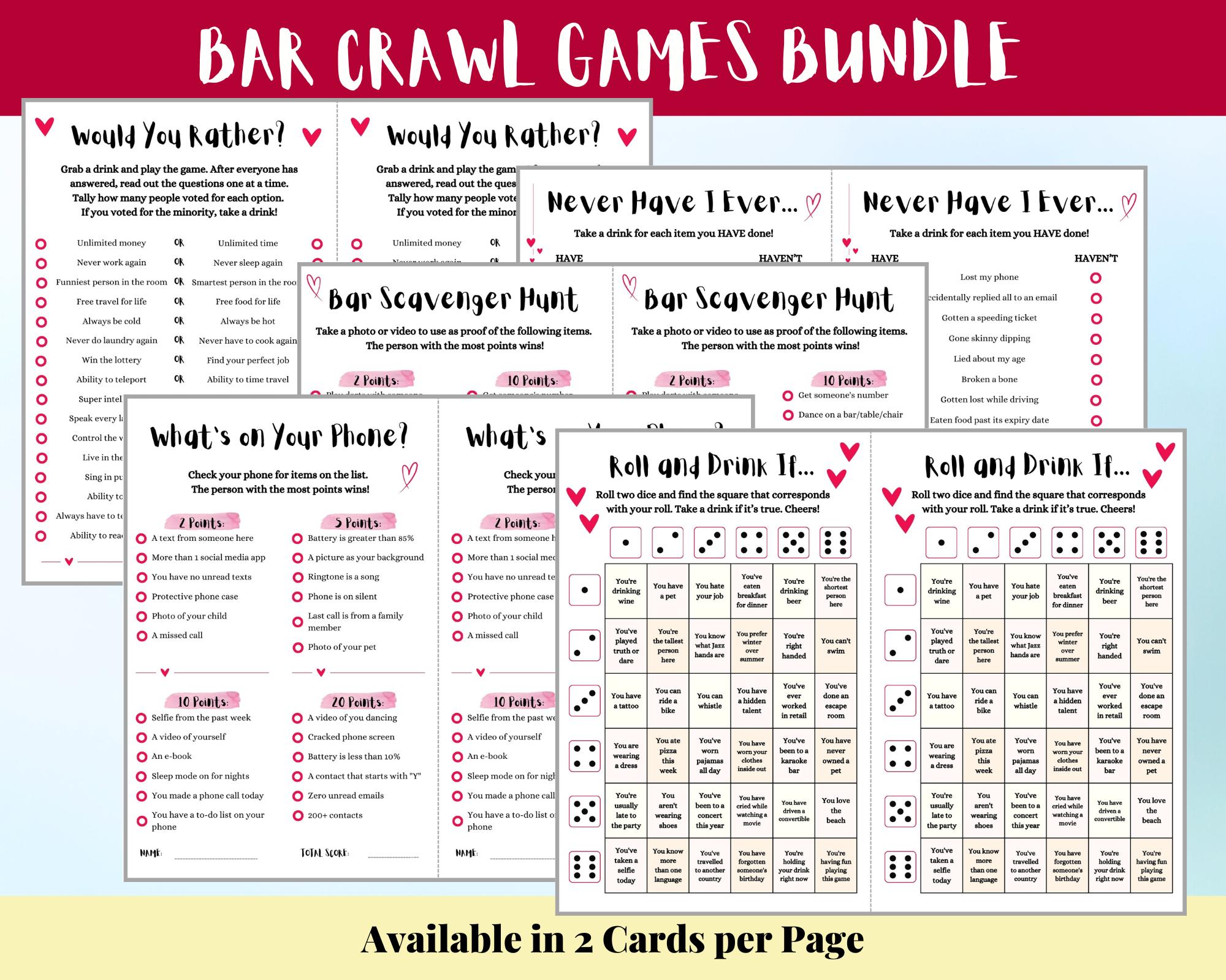 Ultimate Bar Crawl Games Bundle, 5 Bar Hopping Games Including Bar — free download