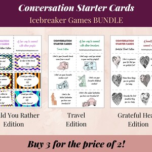 Icebreaker Games Conversation Starters Bundle – Over 300 Question Cards – PRINTABLE, Instant Download