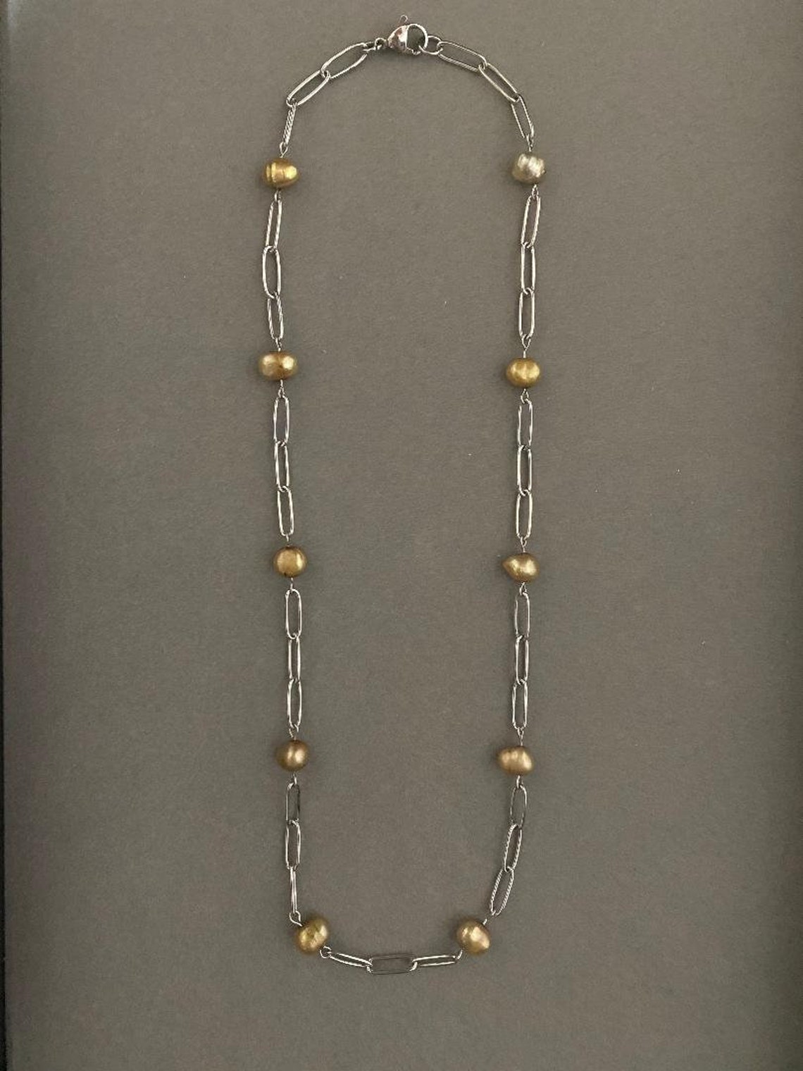 Freshwater Pearl Paper Clip Chain Necklace Fashion durable Etsy