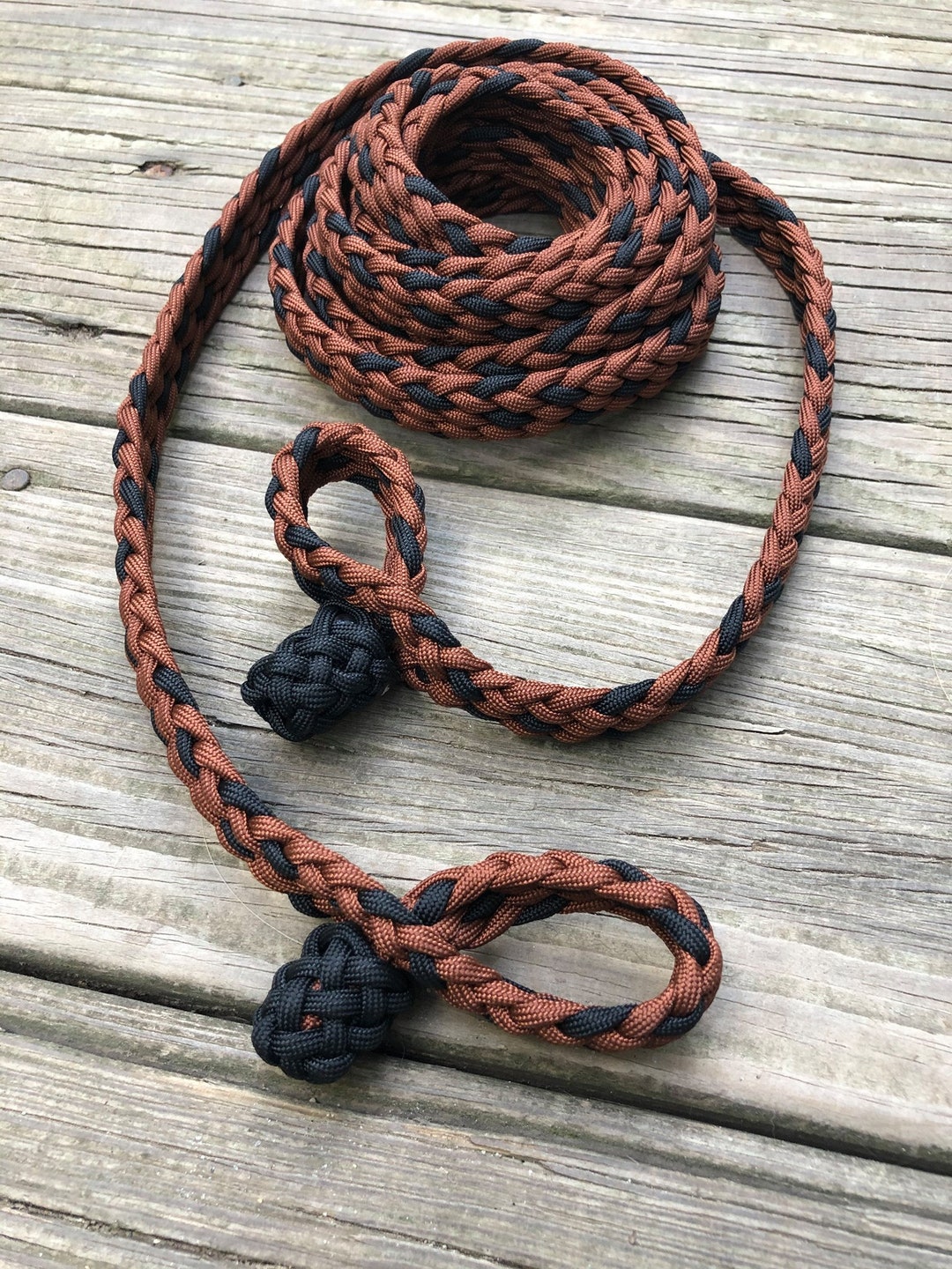 12 Strand Width Braided Paracord LOOP Reins 2 Color STRIPED or SPATTER