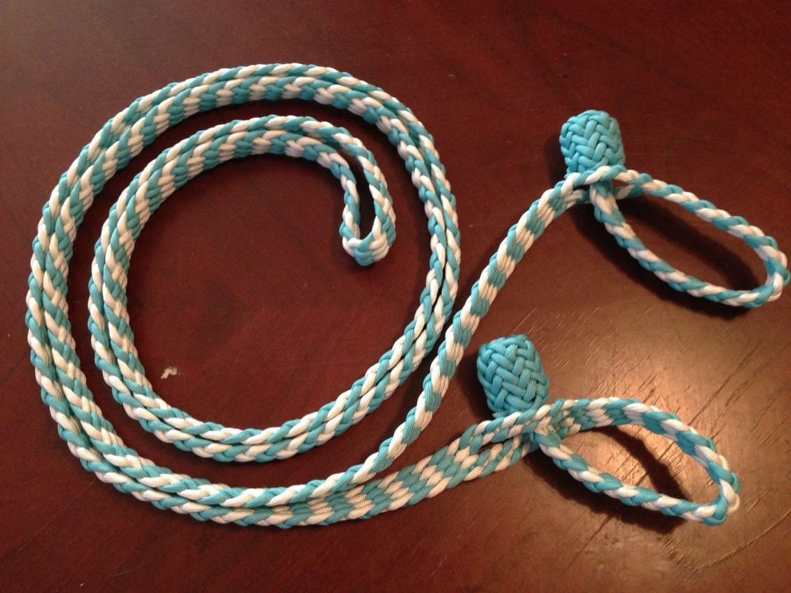 Rênes Motif N2-1 Rênes De Corde Crinière De Cheval 8 Pieds (3/8 Dia.) - Modèle N2-1 Avec Connecteurs, Noir/marron/blanc Rênes Avec Connecteurs