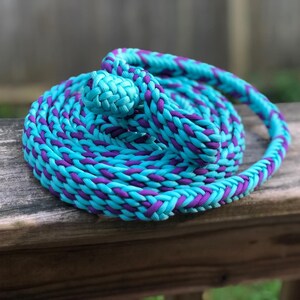 8 Strand Narrower Width Braided Paracord LOOP Reins, Made to Order, 1 or 2 Color STRIPED or SPATTER Pattern, Message us to Customize w Clips