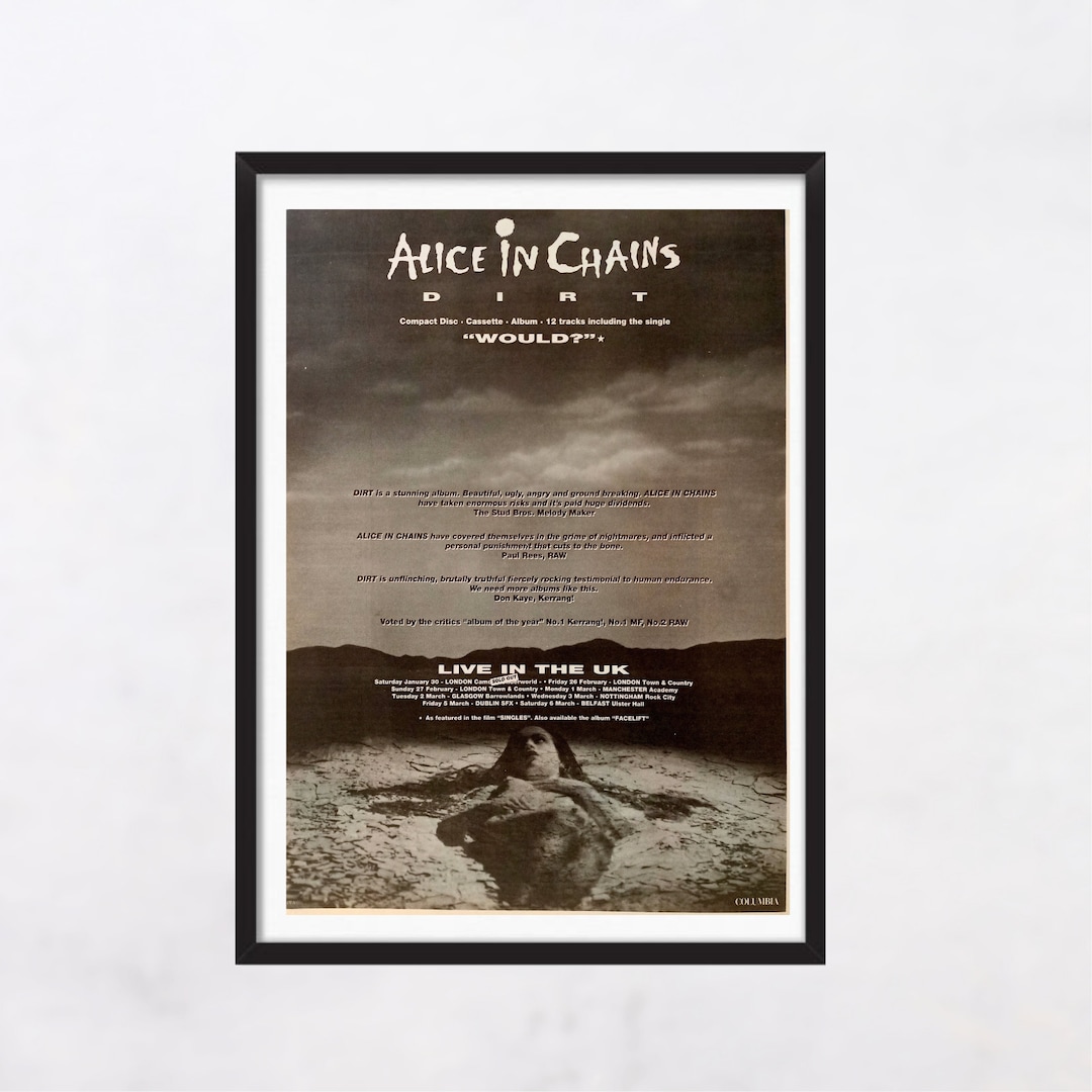 ALICE in CHAINS 1993 - Dirt - UK Tour - Vintage, Poster, Adv Page