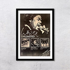 BARRY WHITE UNLIMITED 1975 - Original, auténtico, póster promocional, página vintage, años 70, rock, música - J2