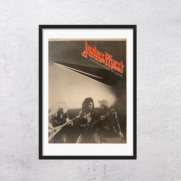 JUDAS PRIEST Point Of Entry 1981 Melody Maker First Page- Original, auténtico, póster promocional, página vintage, años 80, rock, música - J1