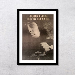 JOHN CALE 1975 - Slow Dazzle in Live - Original, auténtico, cartel promocional, página vintage, años 70, rock, música - J2