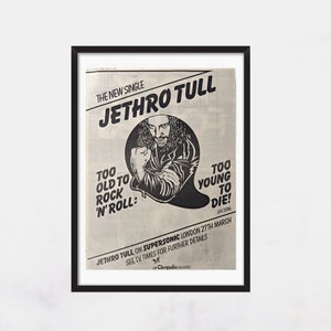 JETHRO TULL Demasiado viejo para el rock 'n' roll: ¡demasiado joven para morir! 1976 - Original, auténtico, cartel promocional, página vintage, años 70, rock, música - J1
