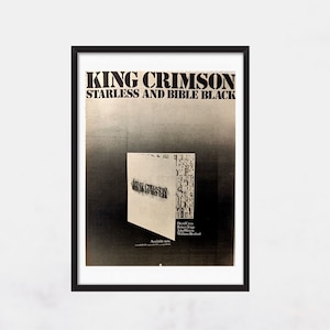 KING CRIMSON Starless And Bible Black 1973 - Original, auténtico, cartel promocional, página vintage, años 70, rock, música - J2