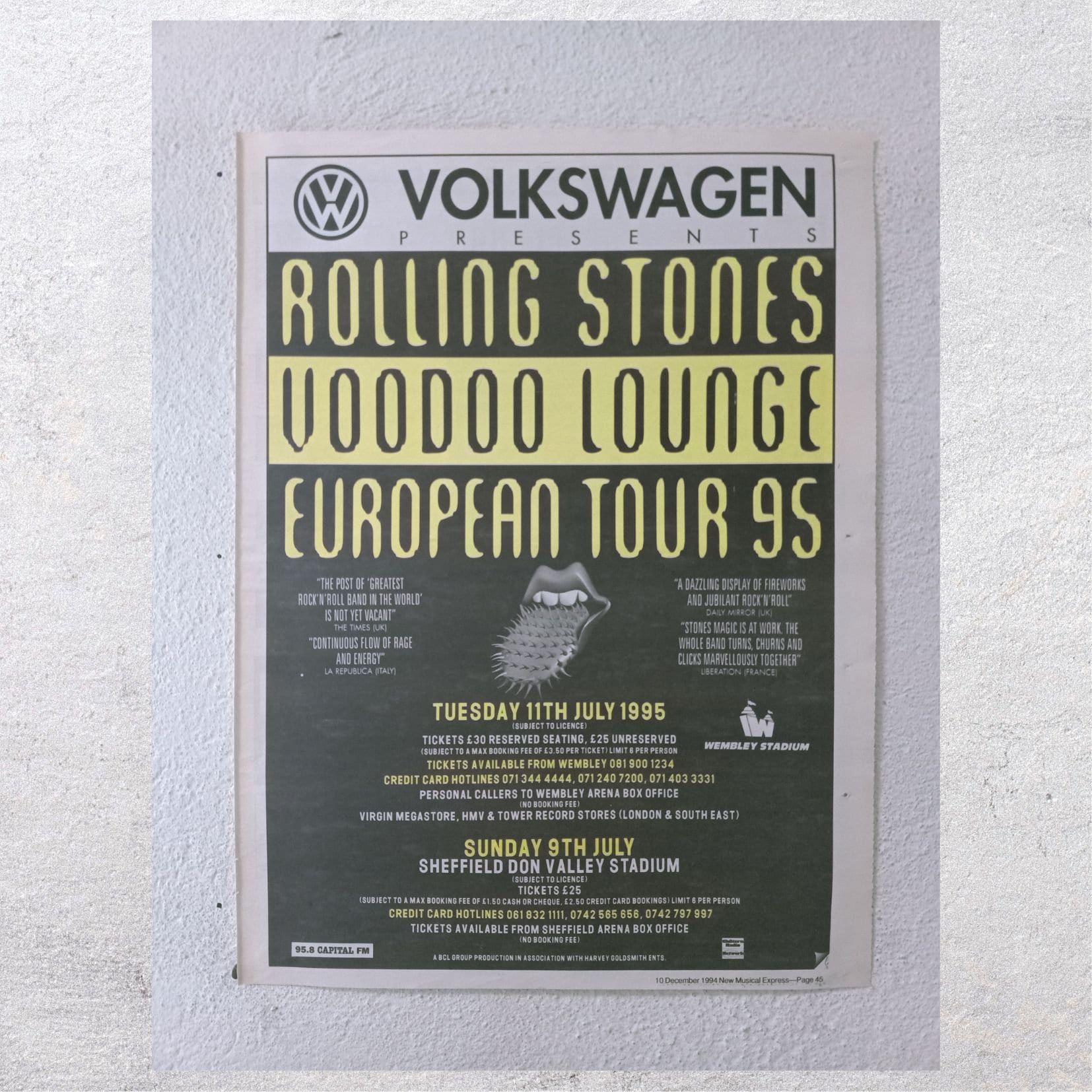 洋楽 ROLLING STONES VOODOO LOUNGE EUROPE 95 Vintage Rolling Stones Voodoo Lounge European Tour 1995 Cap