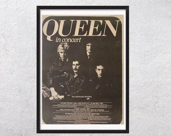 QUEEN 1982 - En concierto - Página original, auténtica, promocional, de revista vintage, rock de los 80, J5