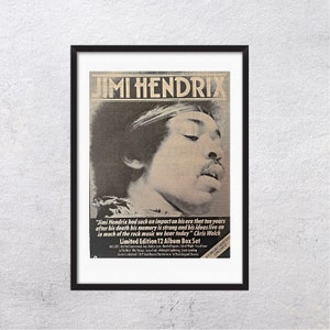 JIMI HENDRIX 10 Years from his Death 12 Album Box Set 1980 Melody Maker - Original, auténtico, póster promocional, vintage, años 80, rock, música - J5