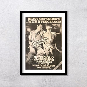 SCORPIONS LOVEDRIVE 1979 - Original, auténtico, cartel promocional, página vintage, años 70, rock, música - J4