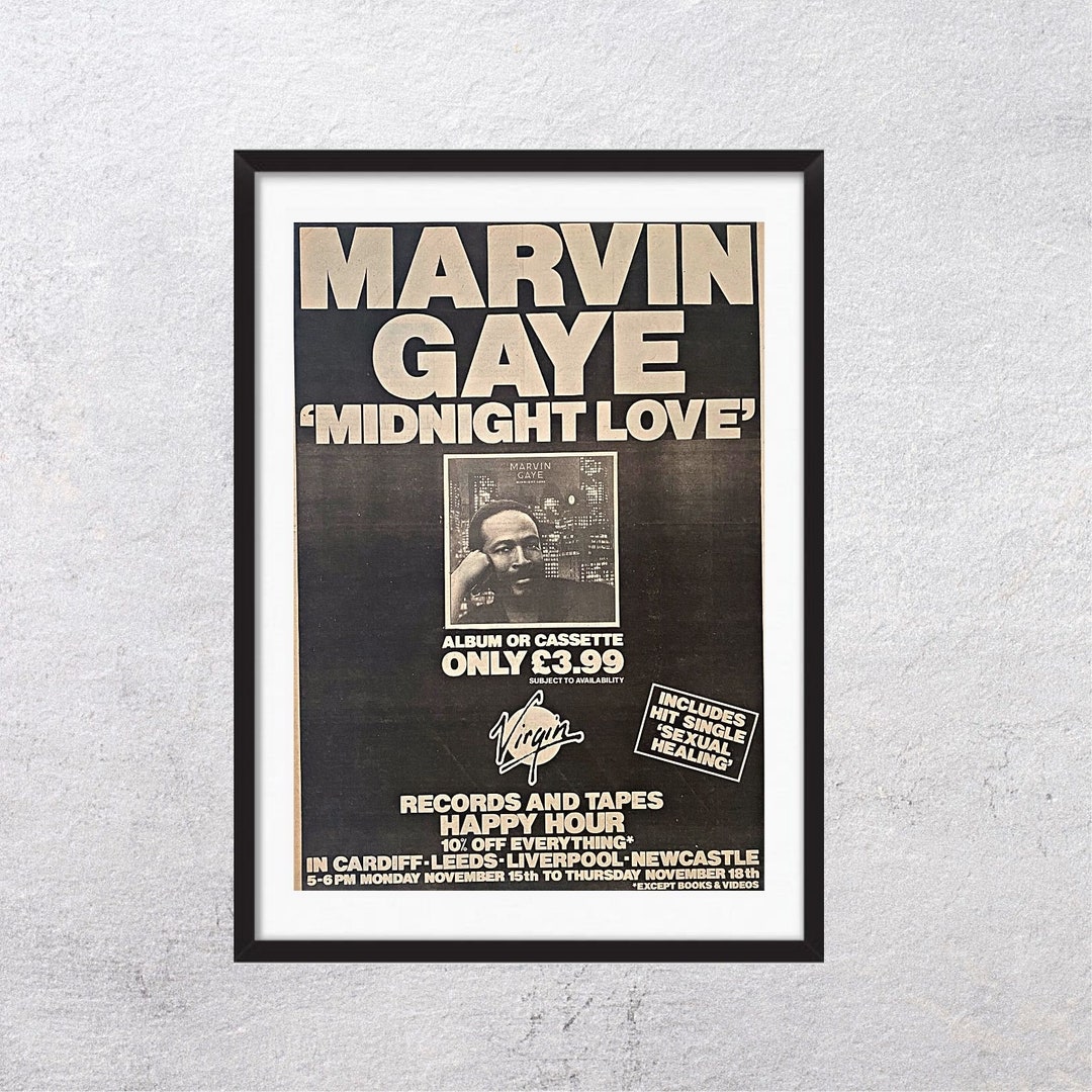 洋楽 LP Marvin Gaye Midnight Love Promo MARVIN GAYE Midnight Love 1982 Melody Maker - Original, Authentic
