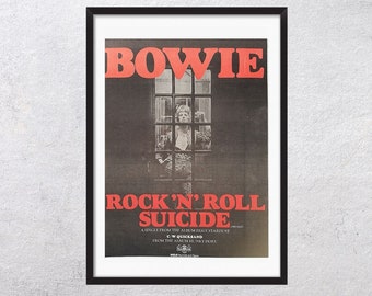 DAVID BOWIE 1974 - Rock and roll sucicide - Autentica rara pagina di poster promozionale vintage, uscita album adv - (RAC5 + J2) J4