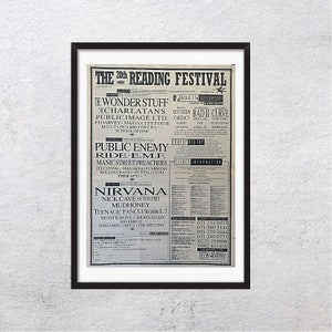 READING ROCK 1992 feat NIRVANA, Public Enemy, Nick Cave - página adv - original, póster, publicidad, página, revista, vintage, 1990s - J4