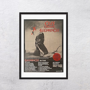 OZZY OSBOURNE Blizzard of Ozz en gira 1980 Melody Maker - Original, auténtico, póster promocional, página vintage, años 80, rock, música - J5