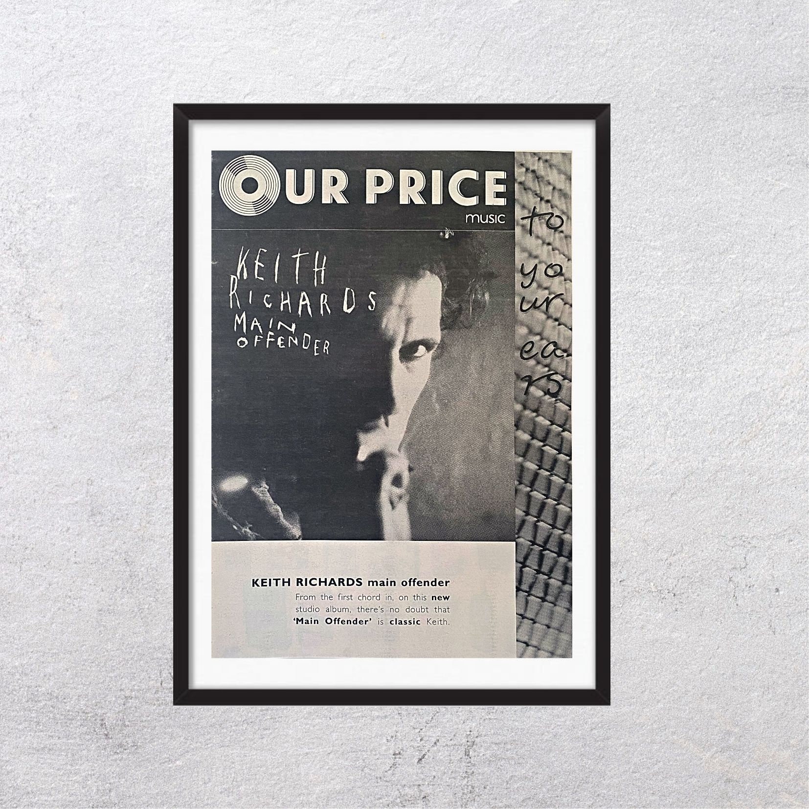 KEITH RICHARDS Main Offender 1992 Adv Page - Original, Poster 