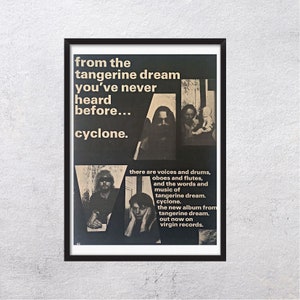 TANGERINE DREAM 1978 - CYCLONE - Original, auténtico, cartel promocional, página vintage, años 70, rock, música - J2