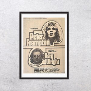 Peter Frampton & Gary Wright 1976 - En concierto - Original, auténtico, cartel promocional, página vintage, años 70, rock, música - J2