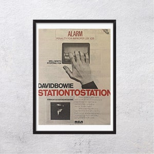 DAVID BOWIE 1976 - Station to Station - Original, auténtico, cartel promocional, página vintage, años 70, rock, música, hallazgo raro - J2