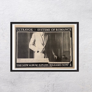 ULTRAVOX 1978 - System Of Romance - Original, auténtico, cartel promocional, página vintage, años 70, rock, música - J2