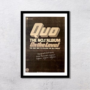 STATUS QUO 1975 - On The Level - Original, auténtico, cartel promocional, página vintage, años 70, rock, música - J2