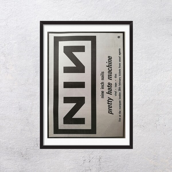 Nine Inch Nails NIN 1991 - Pretty Hate Machine Tour - pagina promozionale musicale, musica rock, poster original vintage - J1