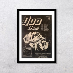 STATUS QUO 1975 - in Live - Original, auténtico, cartel promocional, página vintage, años 70, rock, música - J2