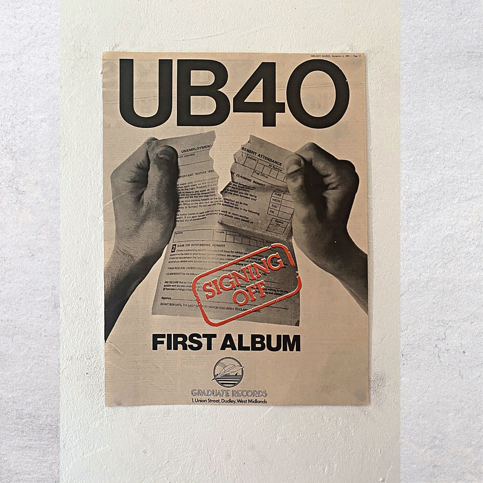 UB40 1980 - Signing off - Original, Authentic, Promo Adv Magazine