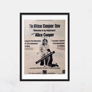 ALICE COOPER Welcome To My Nightmare - The Alice Cooper Show 1975 - reklama, lata 70., brak reprodukcji, plakat do magazynu retro, - J1