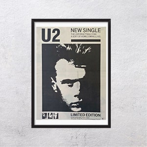 U2 The Unforgettable Fire 1985 Melody Maker - Original, auténtico, cartel promocional, página vintage, años 80, rock, música - racred
