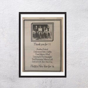 THIN LIZZY 1978 - Gracias por '77 - Original, auténtico, cartel promocional, página vintage, años 70, rock, música - J2