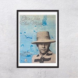ELTON JOHN 1976 - Blue Moves - Original, auténtico, cartel promocional, página vintage, años 70, rock, música - J2