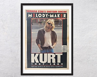 KURT COBAIN 1994 - Nirvana Star Shotgun's Suicide 1994 Primeira página da revista - original, publicidade, página, revista, vintage, anos 1990 - J8