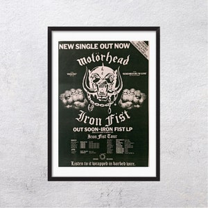 MOTORHEAD 1982 - Iron Fist - pagina adv - poster vintage autentico, poster musicale, stampa murale - J1