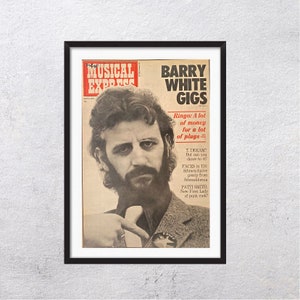 RINGO STARR 1975 - Original, auténtico, póster promocional, página vintage, años 70, rock, música - J2