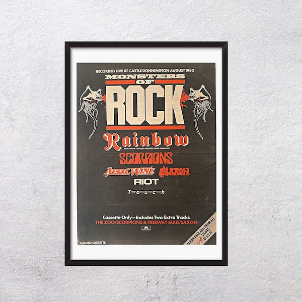 MONSTER OF ROCK featuring Judas Priest Rainbow Scorpions Saxson 1983 - Original, authentic, promo poster, page vintage,80s, rock, music - J5