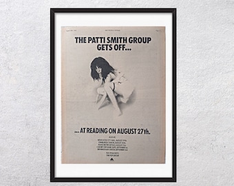 PATTI SMITH 1978 - At Reading op 27 augustus - vintage, tijdschriftreclame, jaren 1970, geen reproductie, retroposter, kunst aan de muur - J1/J5