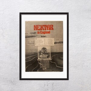 NEKTAR en Inglaterra De gira A Tab in the Ocean 1974 - Original, auténtico, póster promocional, página vintage, años 70, rock, música - J2