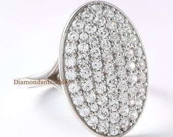Oval Shape Moissanite Ring, Bella Celebrity Engagement Ring, 14K Gold Round Moissanite Pave Cluster Ring, Bella Swan's Ring Split Shank Ring