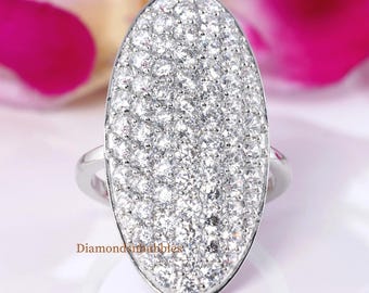 Oval Moissanite Cluster Ring, 14K Gold Pave Bella Ring