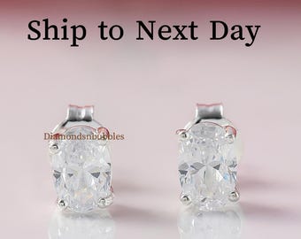 Minimalist Studs, Oval Cut Diamond Stud Earrings, Solitaire Stud Earrings, Delicate Oval Push Back Earring 925 Silver Stud, Ship to Next Day