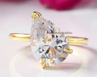 Divorce Ring, 4Ct Pear Cut Solitaire Moissanite Engagement Ring East to West Pear Solitaire Ring Anniversary Gift For Her, Single Stone Ring