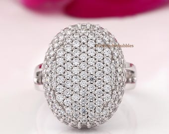 Oval Shape Cluster Ring, Bella Celebrity Engagement Ring, Cluster Dome Style Moissanite Ring, Split Shank Bella Saga Breaking Dawn Ring