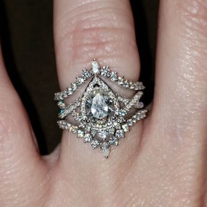Pear Cut Bridal Ring Sets, Wedding Ring Set, Twisted Bridal Ring Sets, Vintage Art Deco Style Engagement Ring Sets in 10K/14K/18K White Gold