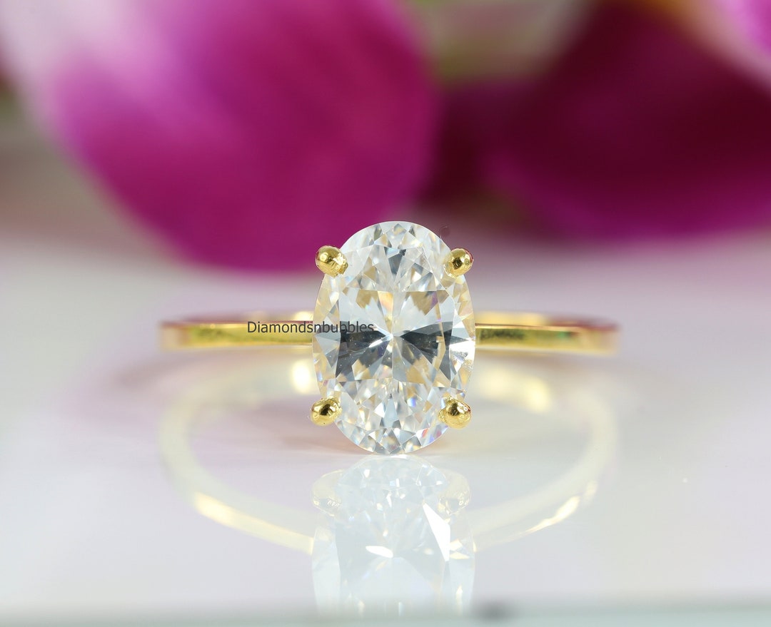 2.00 CT Oval Cut Moissanite Engagement Solitaire Ring Oval - Etsy