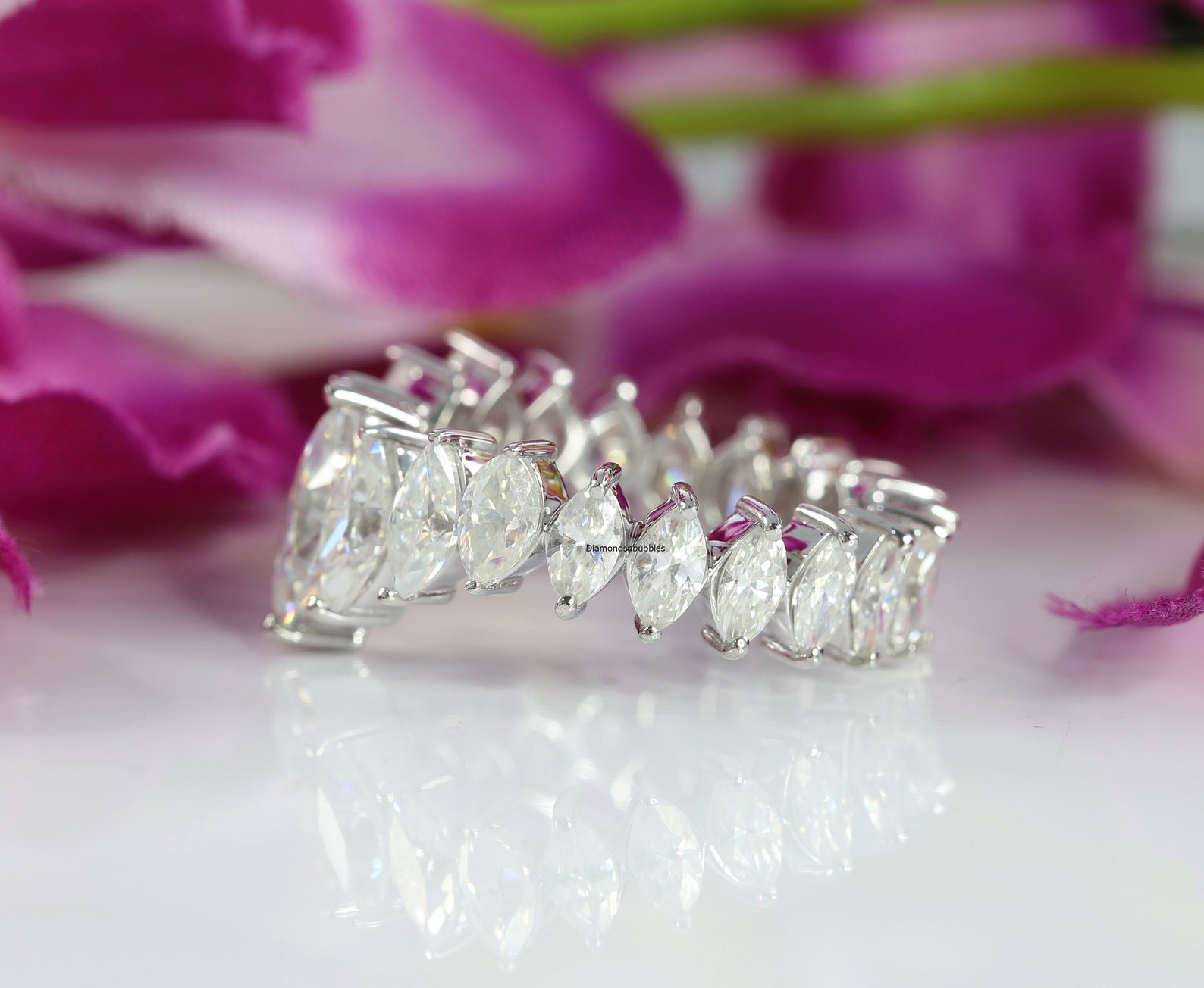 Full Eternity Wedding Band Engagement Wedding Band Marquise Etsy